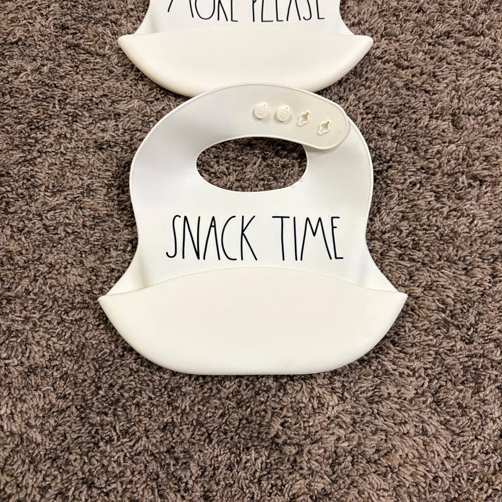 Rae Dunn Silicone Baby Bibs Adjustable Waterproof Set of 2